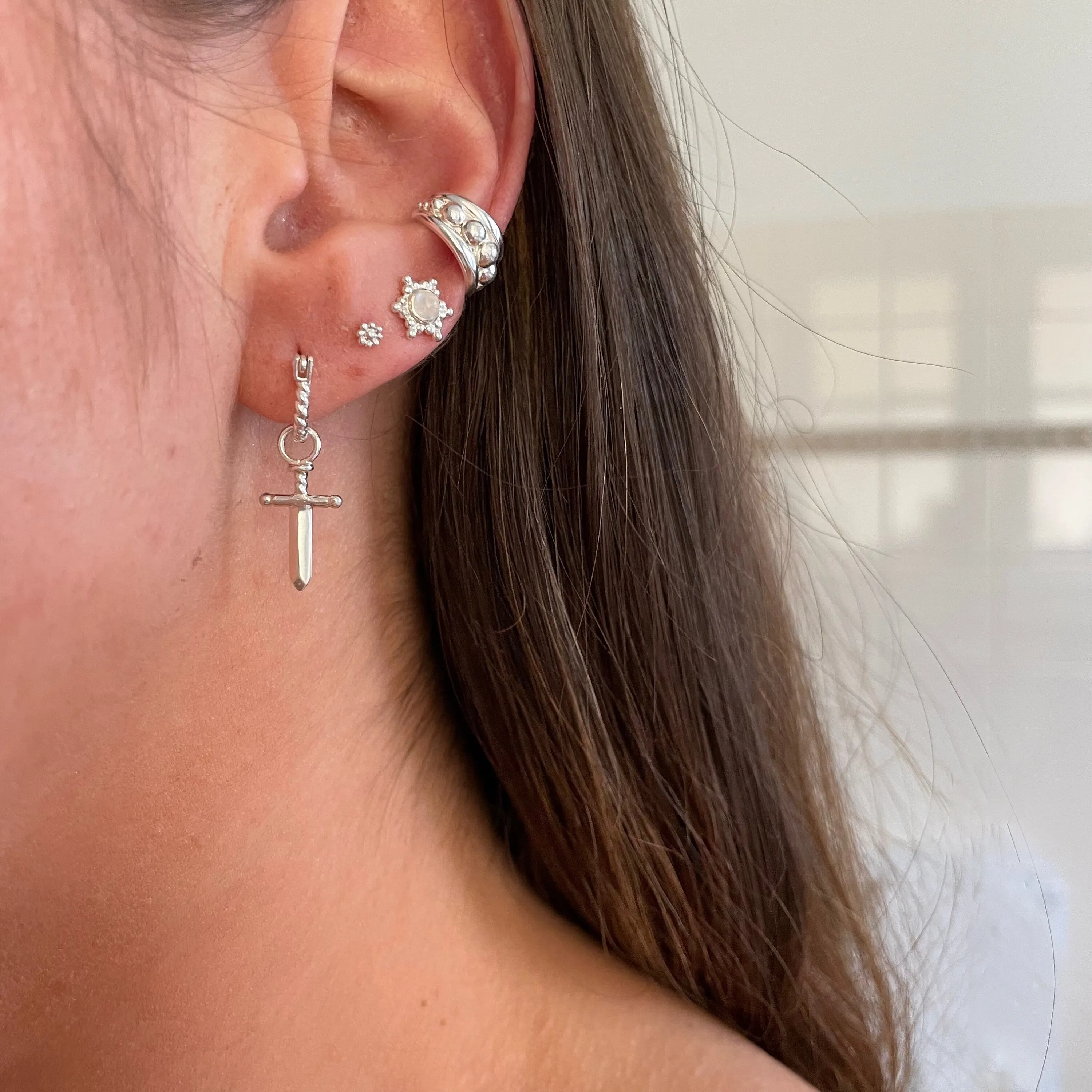 Sol Sterling Silver Rainbow Moonstone Earrings