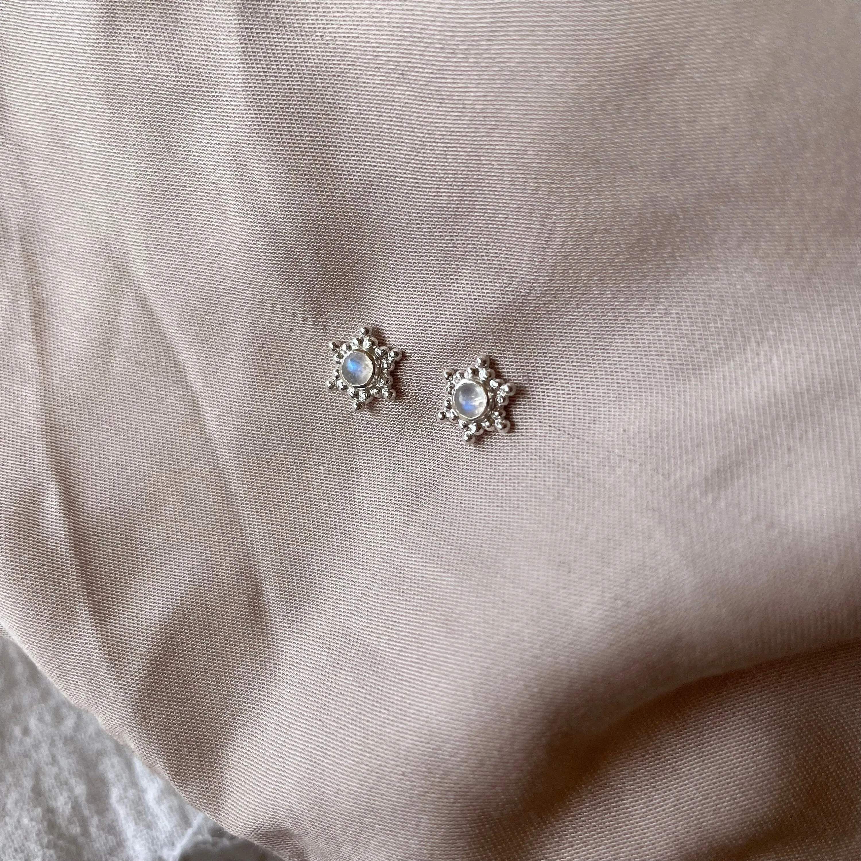 Sol Sterling Silver Rainbow Moonstone Earrings
