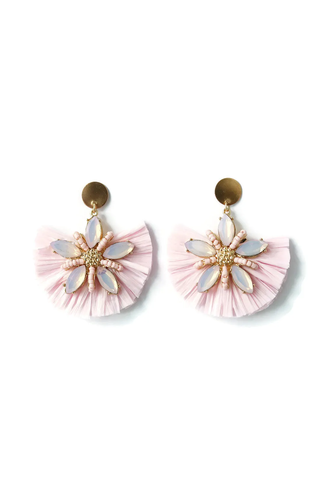 Stacy Raffia Starburst Gemstone Fan Earrings