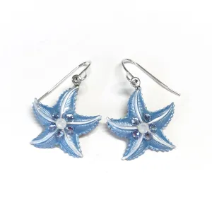 Starfish Earrings - Hand Painted Light Blue