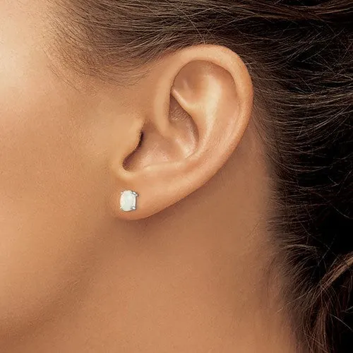 Sterling Silver 5x7mm Oval Created White Opal Post Earrings