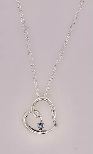 Sterling Silver Synthetic Aquamarine Heart Necklace