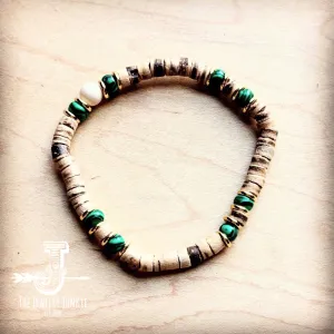 **Stretch Bracelet in Wood & Jade 805v