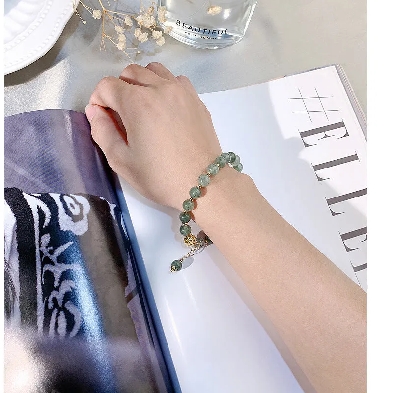 Tassel Light Luxury Green Hair Crystal Bracelet