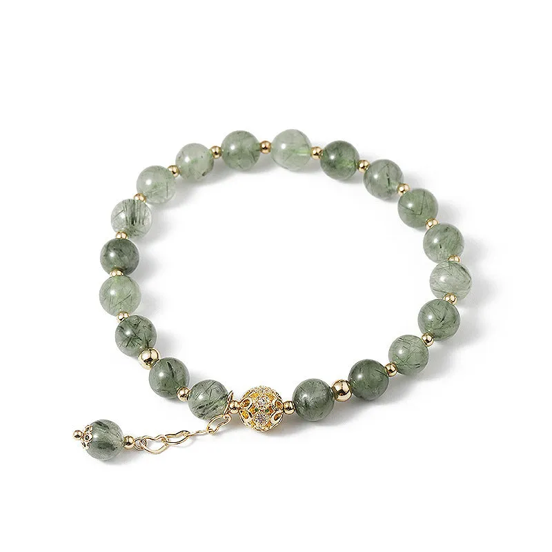 Tassel Light Luxury Green Hair Crystal Bracelet