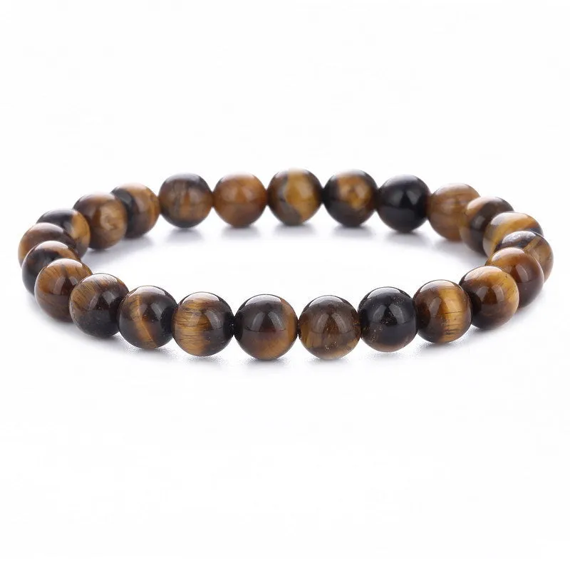 Tiger Eye Stone Volcanic Stone White Pine Frosted Stone Couple Bracelet
