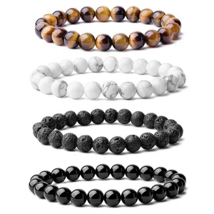 Tiger Eye Stone Volcanic Stone White Pine Frosted Stone Couple Bracelet