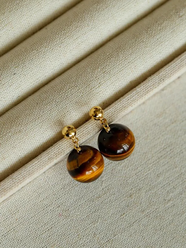 Tiger's Eye Stone Drop Earrings