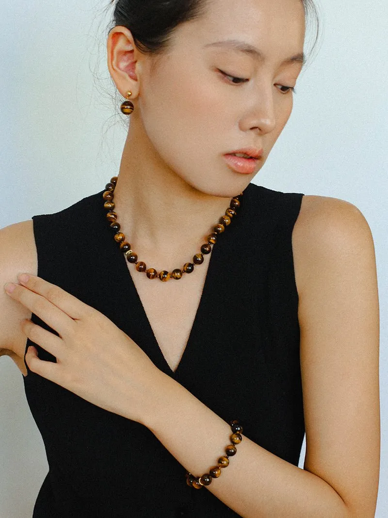 Tiger's Eye Stone Drop Earrings
