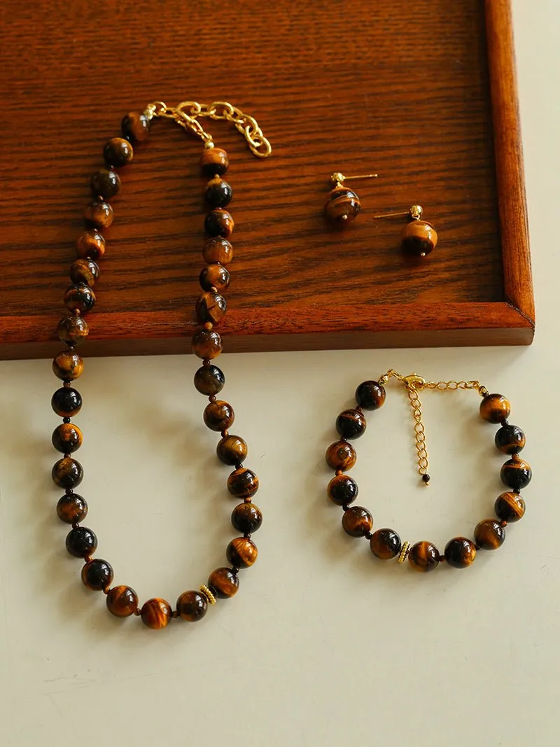 Tiger's Eye Stone Drop Earrings