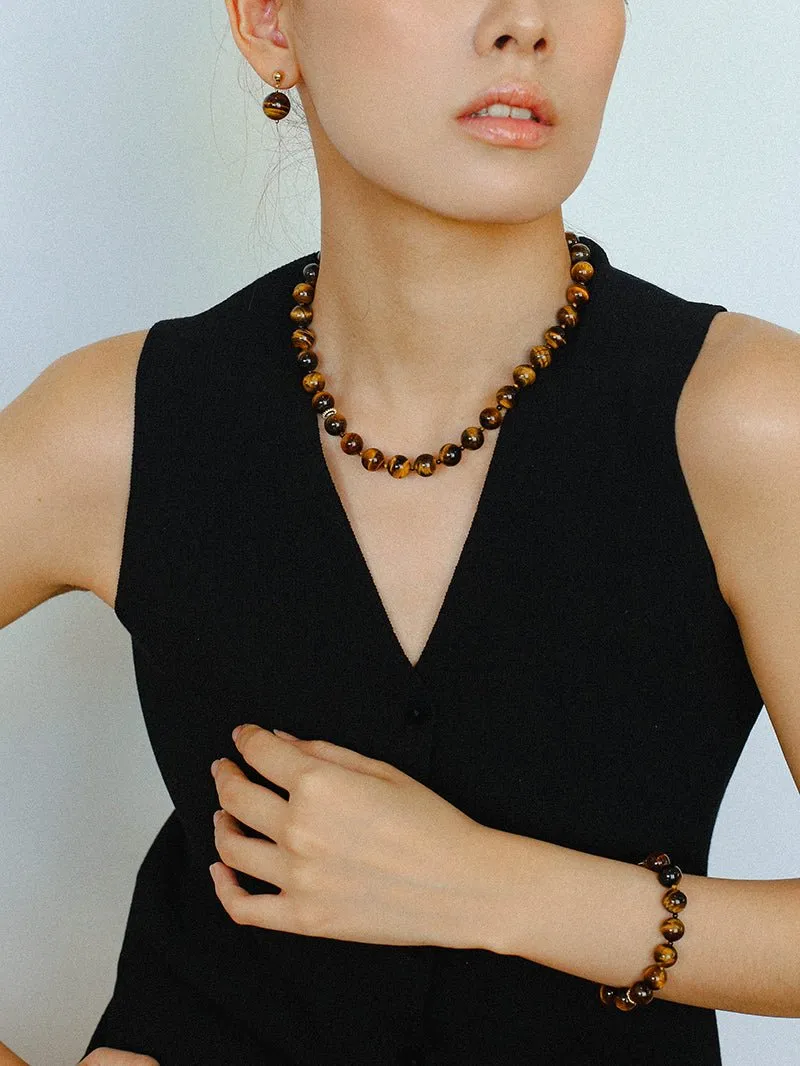 Tiger's Eye Stone Drop Earrings