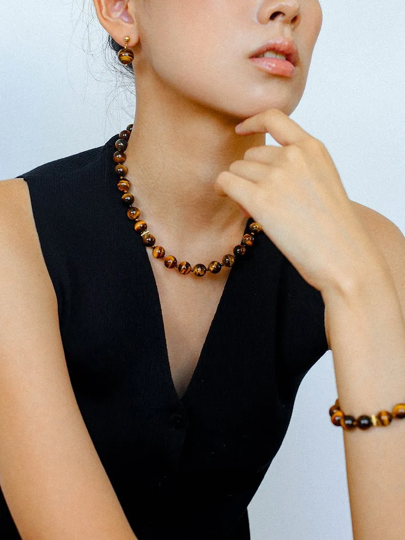 Tiger's Eye Stone Drop Earrings