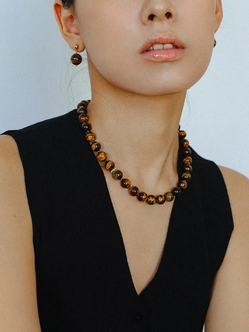 Tiger's Eye Stone Drop Earrings