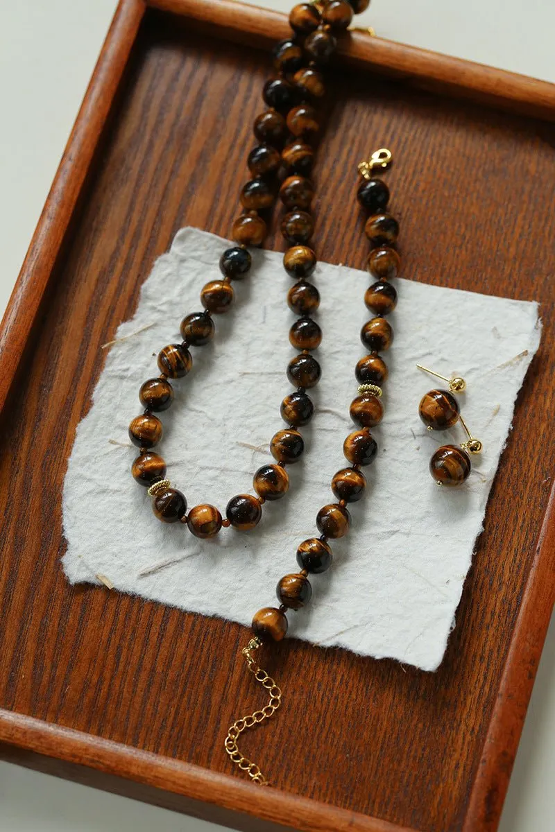 Tiger's Eye Stone Drop Earrings