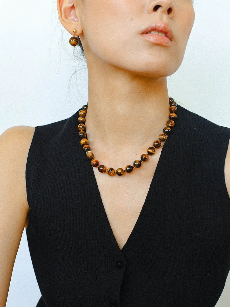 Tiger's Eye Stone Drop Earrings