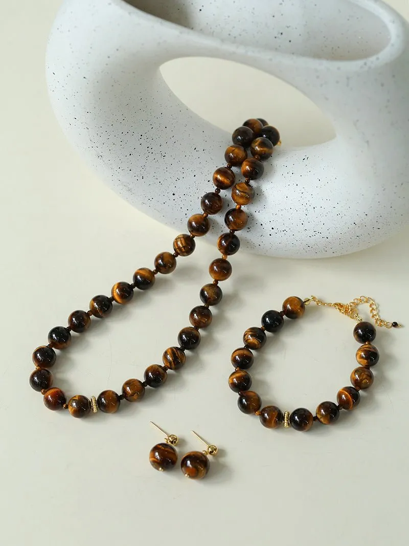 Tiger's Eye Stone Drop Earrings