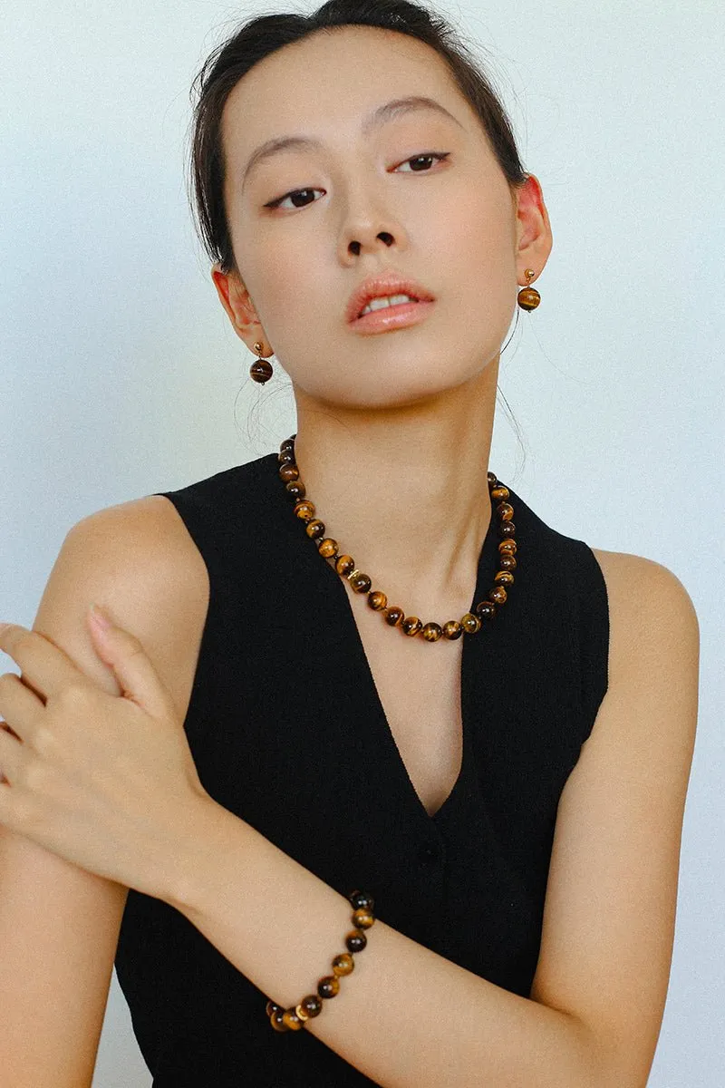 Tiger's Eye Stone Drop Earrings