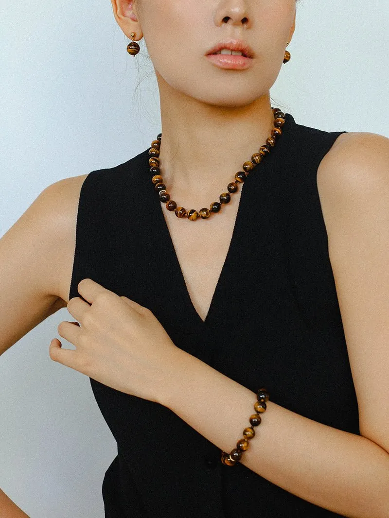 Tiger's Eye Stone Drop Earrings