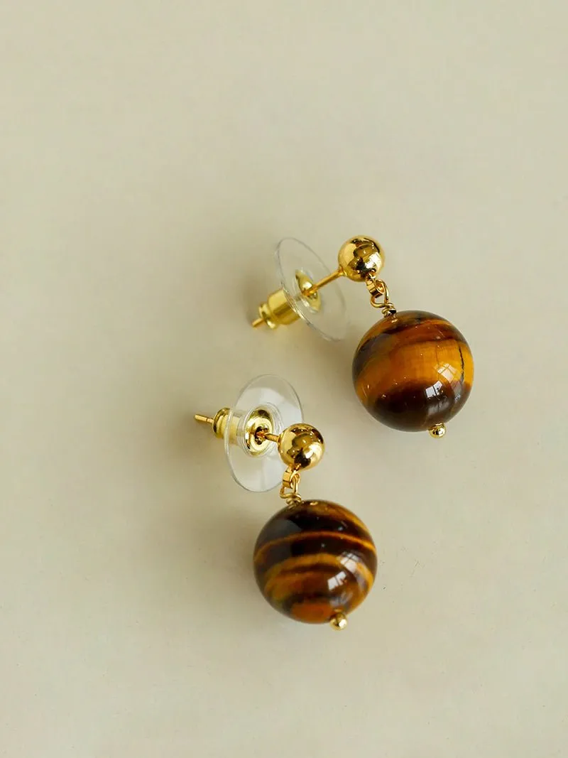 Tiger's Eye Stone Drop Earrings