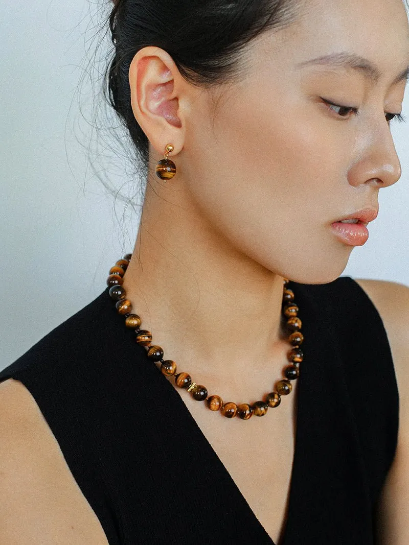 Tiger's Eye Stone Drop Earrings