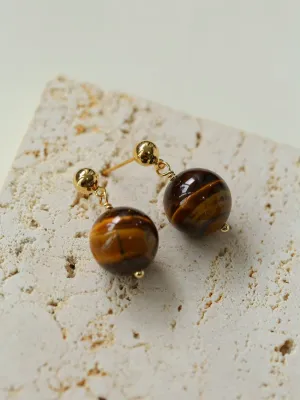Tiger's Eye Stone Drop Earrings