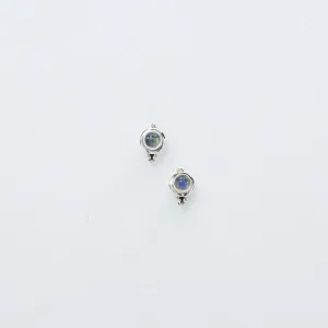 Tiny Rainbow Moonstone Stud Earrings in Sterling Silver