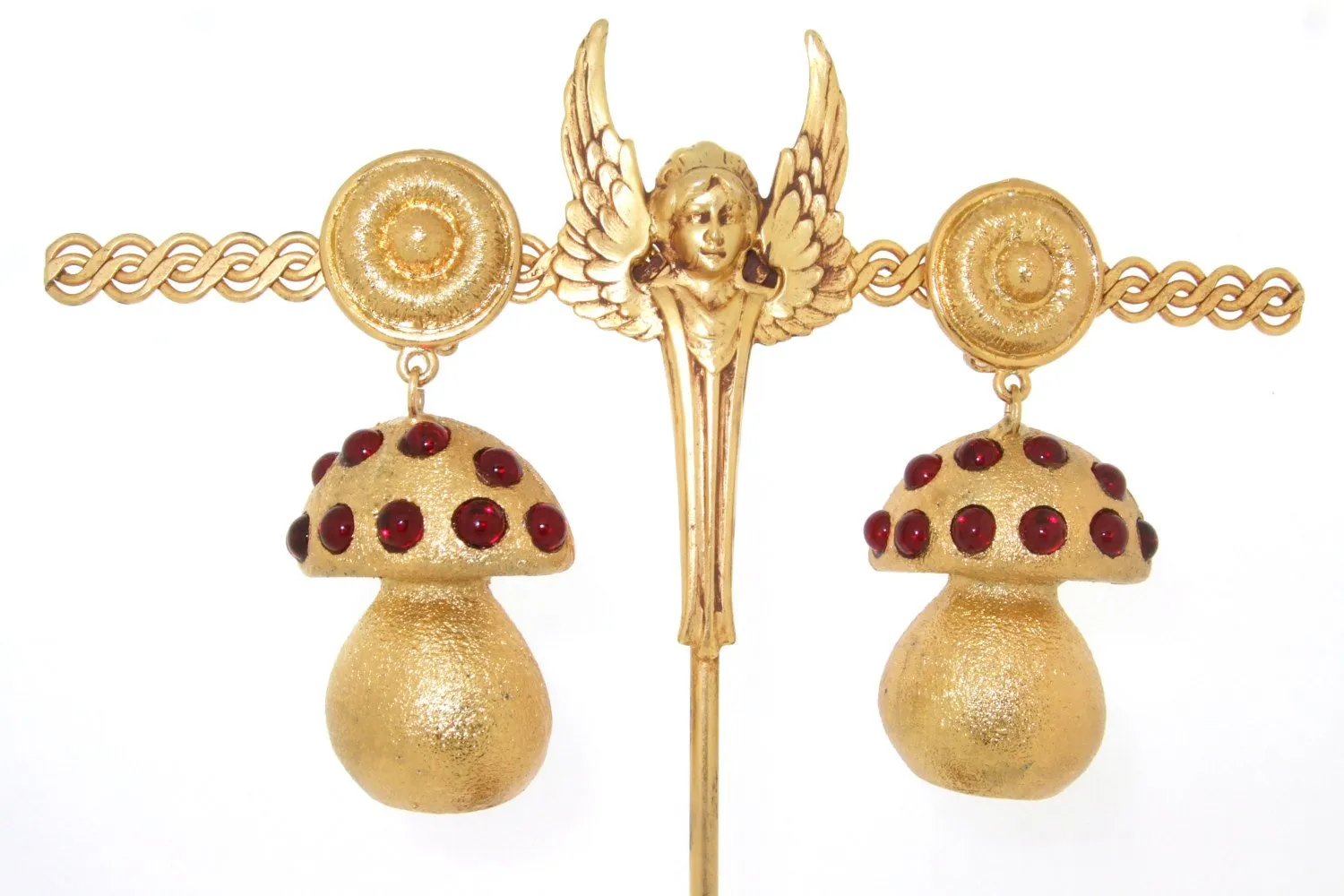 Toadstool Earrings with red glass
