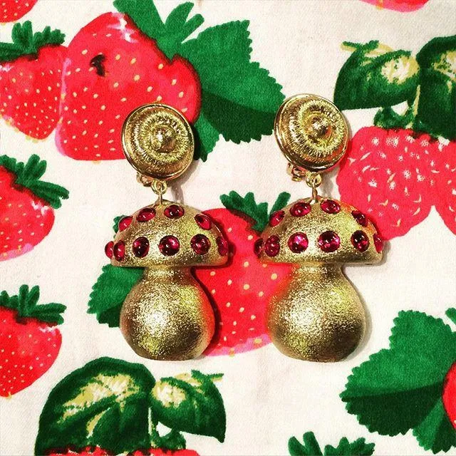 Toadstool Earrings with red glass