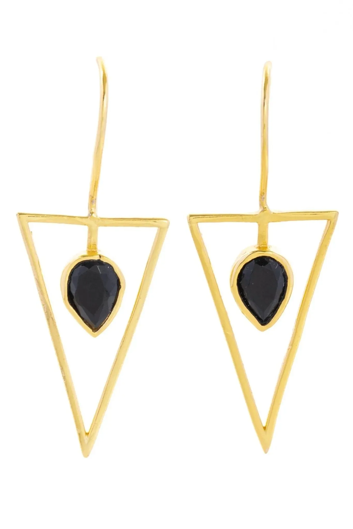 Triangle Open Frame Gemstone Earrings