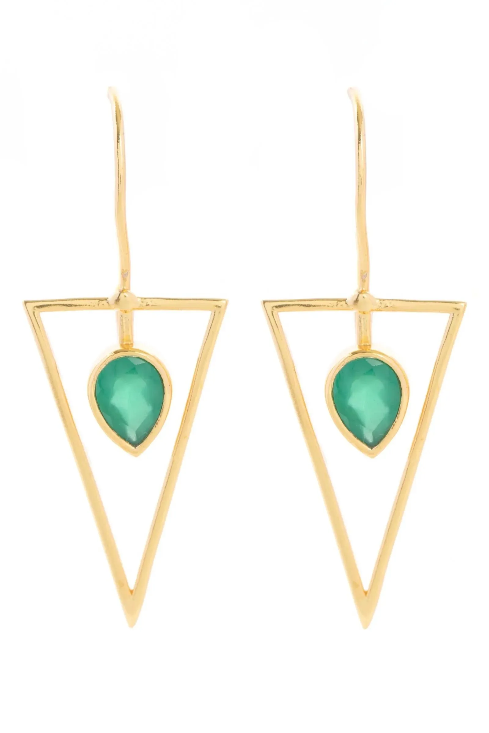 Triangle Open Frame Gemstone Earrings