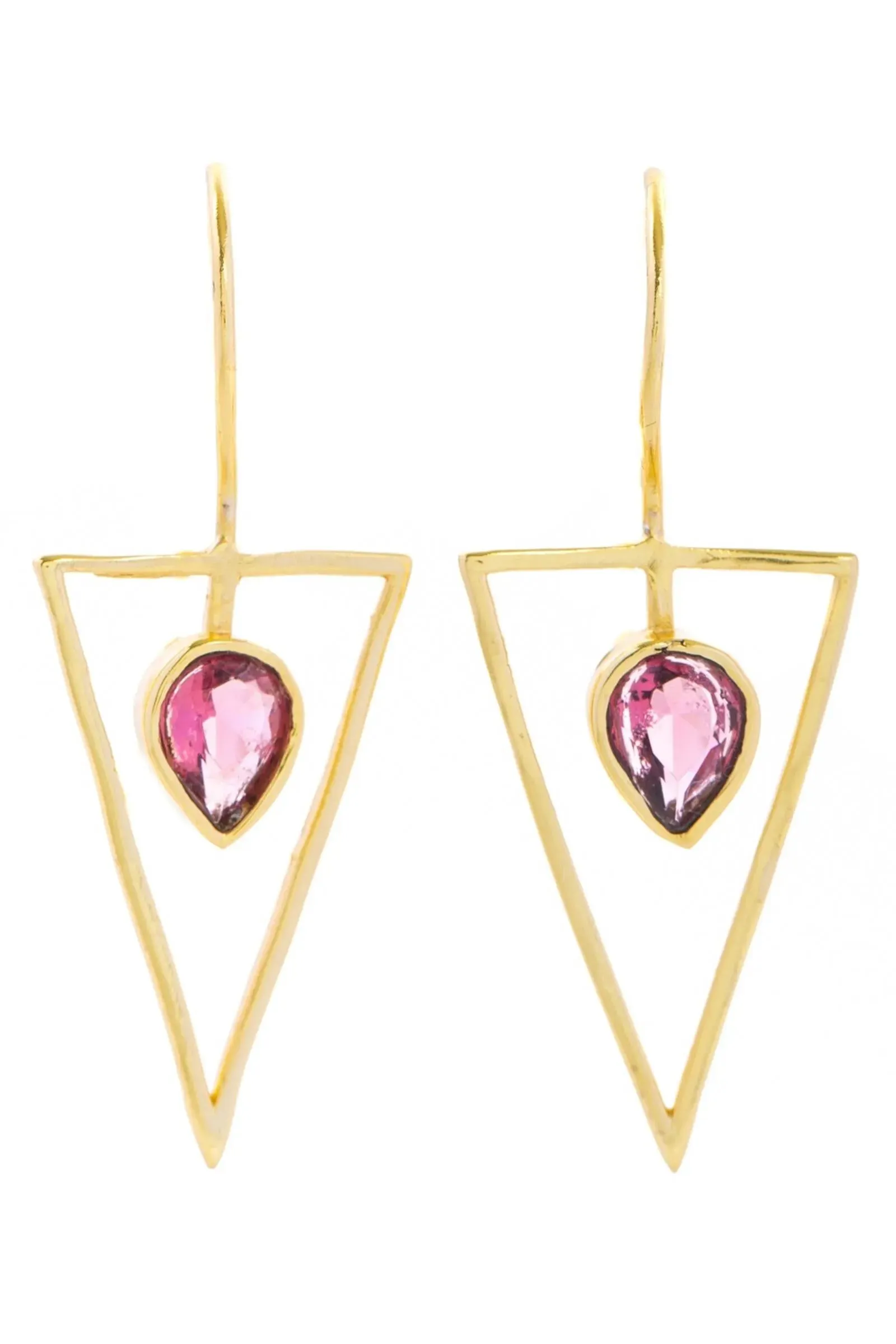Triangle Open Frame Gemstone Earrings