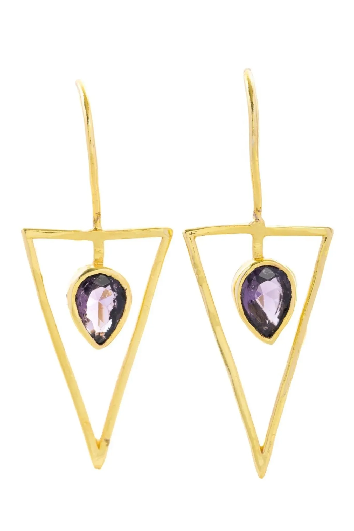 Triangle Open Frame Gemstone Earrings