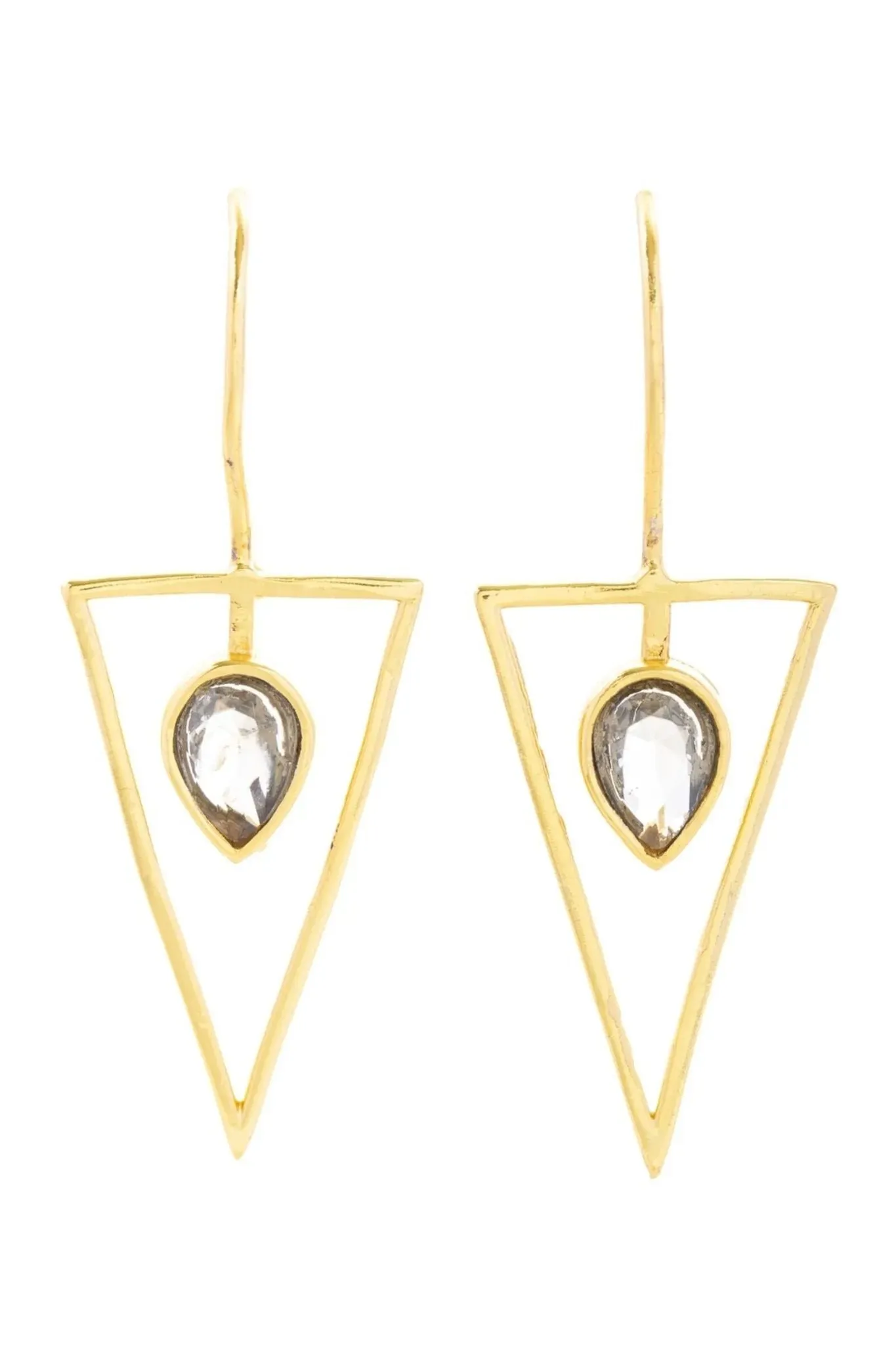 Triangle Open Frame Gemstone Earrings