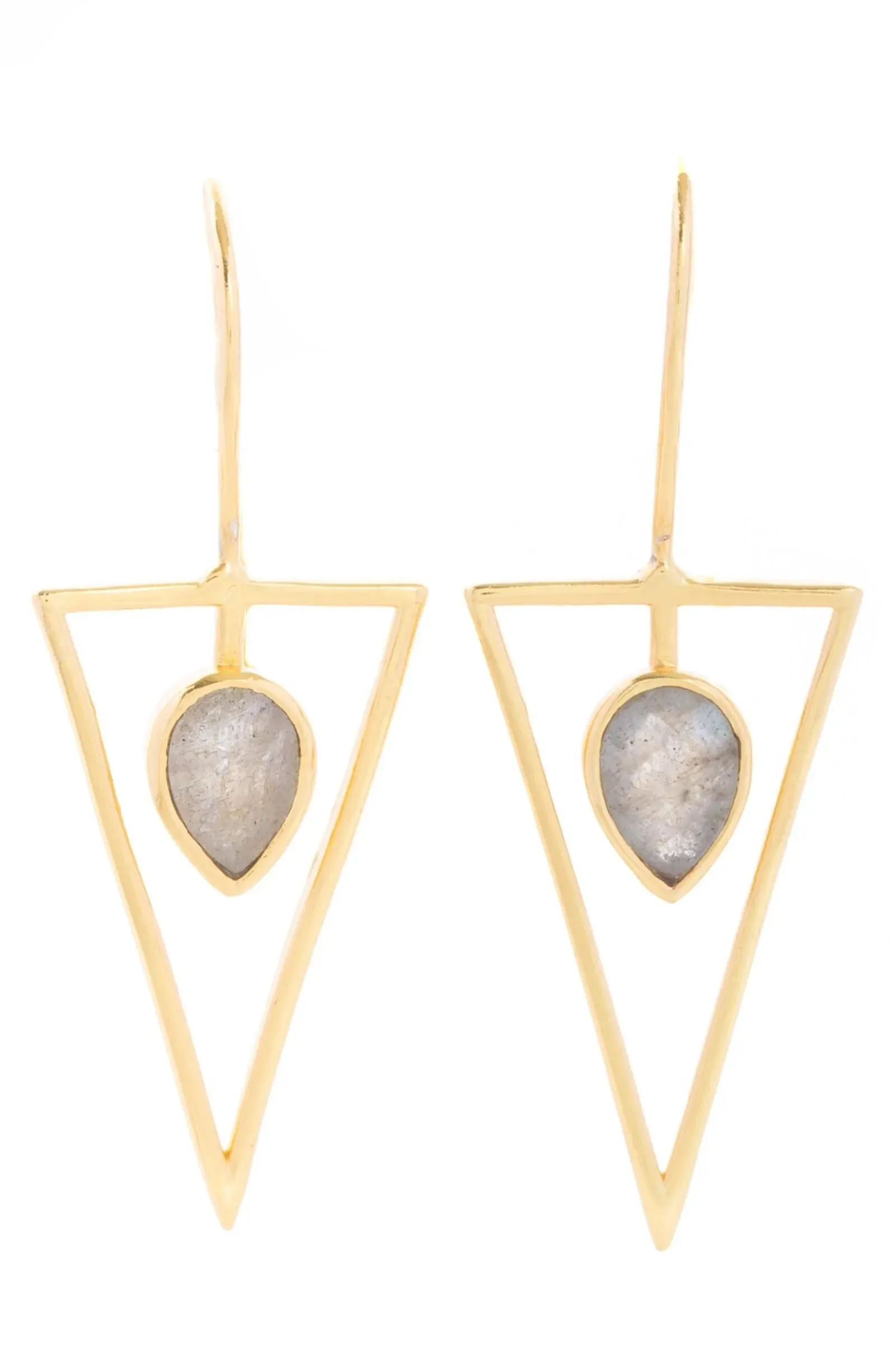 Triangle Open Frame Gemstone Earrings