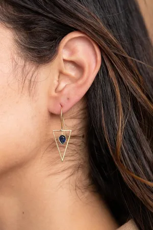 Triangle Open Frame Gemstone Earrings