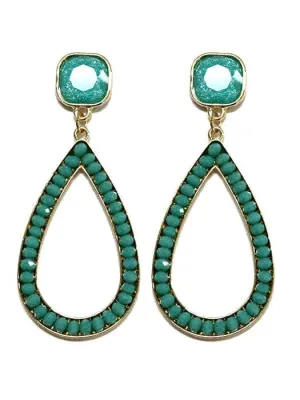 VE2722 Gemstone Post Teardrop Dangle Earrings