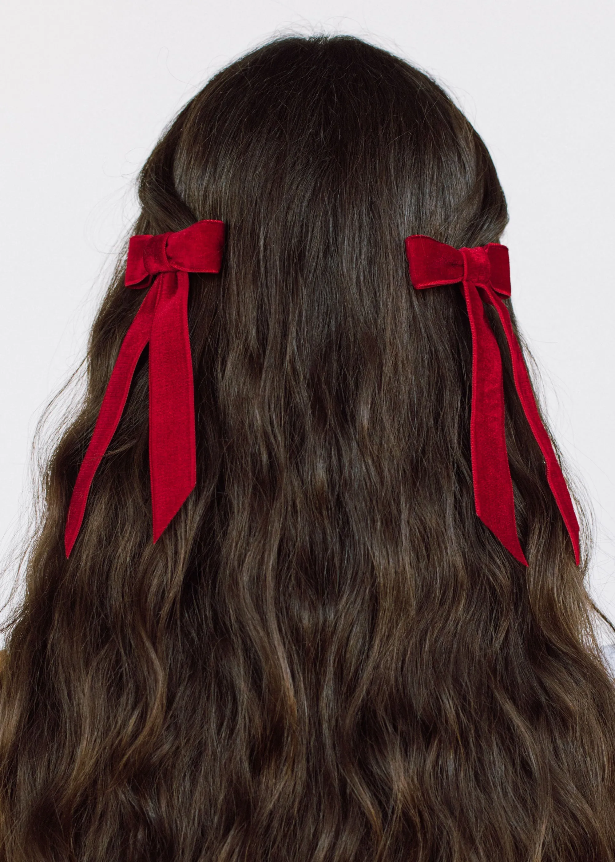 Velvet Bow Barrette -- Rouge