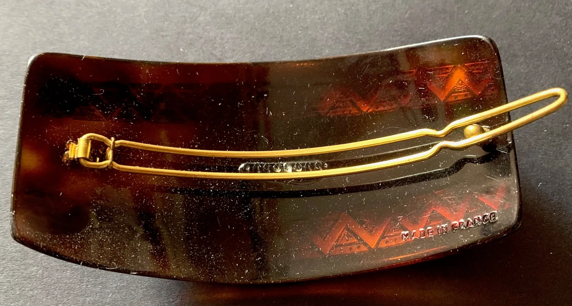 Very Deco Tortoiseshell and Gold Vintage French Barrette.