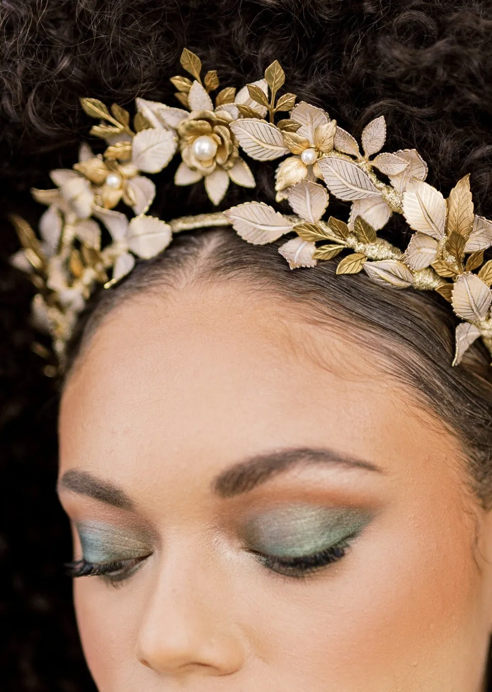 VICTORIA Double Tiered Rose Leaf Bridal Crown