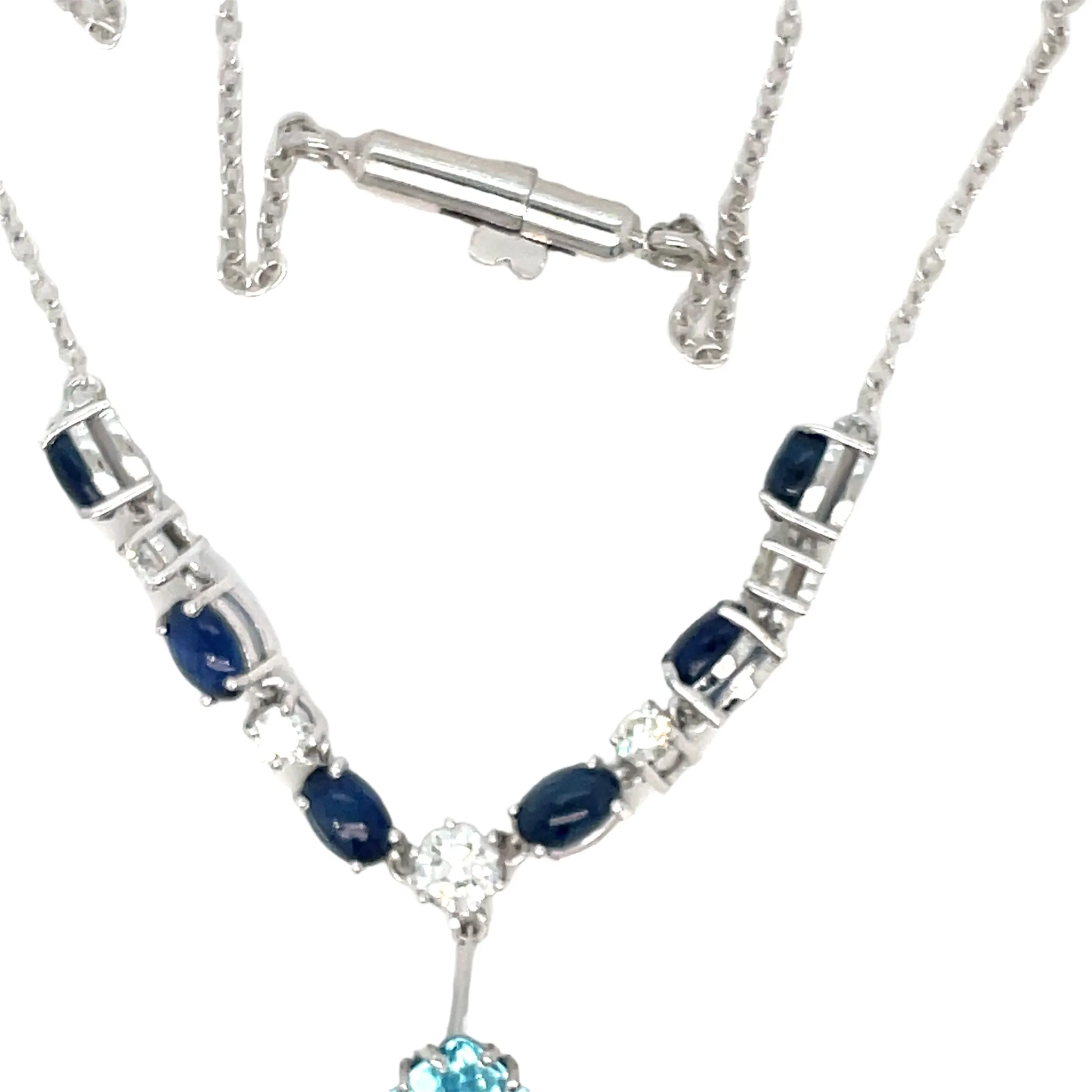 Vintage 12 Carat Aquamarine Diamond Sapphire Pendant Necklace