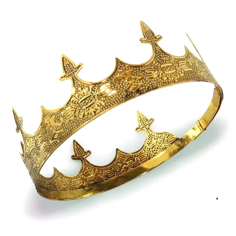 Vintage Royal King Crown For Men Round  Metal Costume Crown