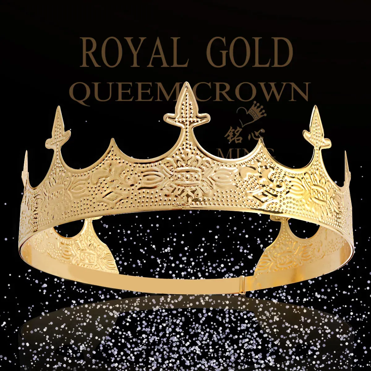 Vintage Royal King Crown For Men Round  Metal Costume Crown