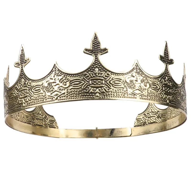 Vintage Royal King Crown For Men Round  Metal Costume Crown