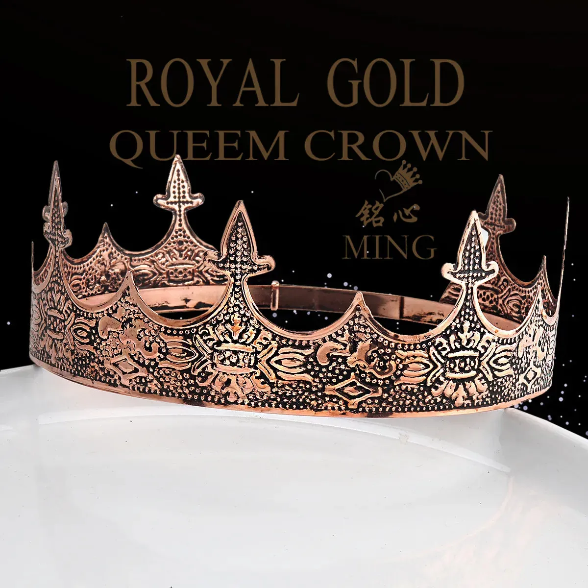Vintage Royal King Crown For Men Round  Metal Costume Crown