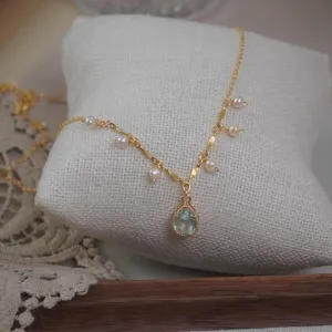 Waterdrop Aquamarine Necklace (Solid Silver)