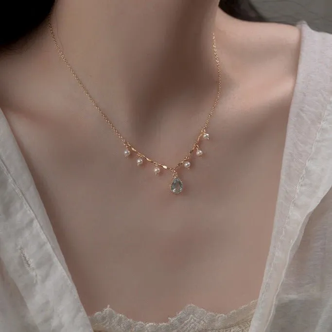 Waterdrop Aquamarine Necklace (Solid Silver)
