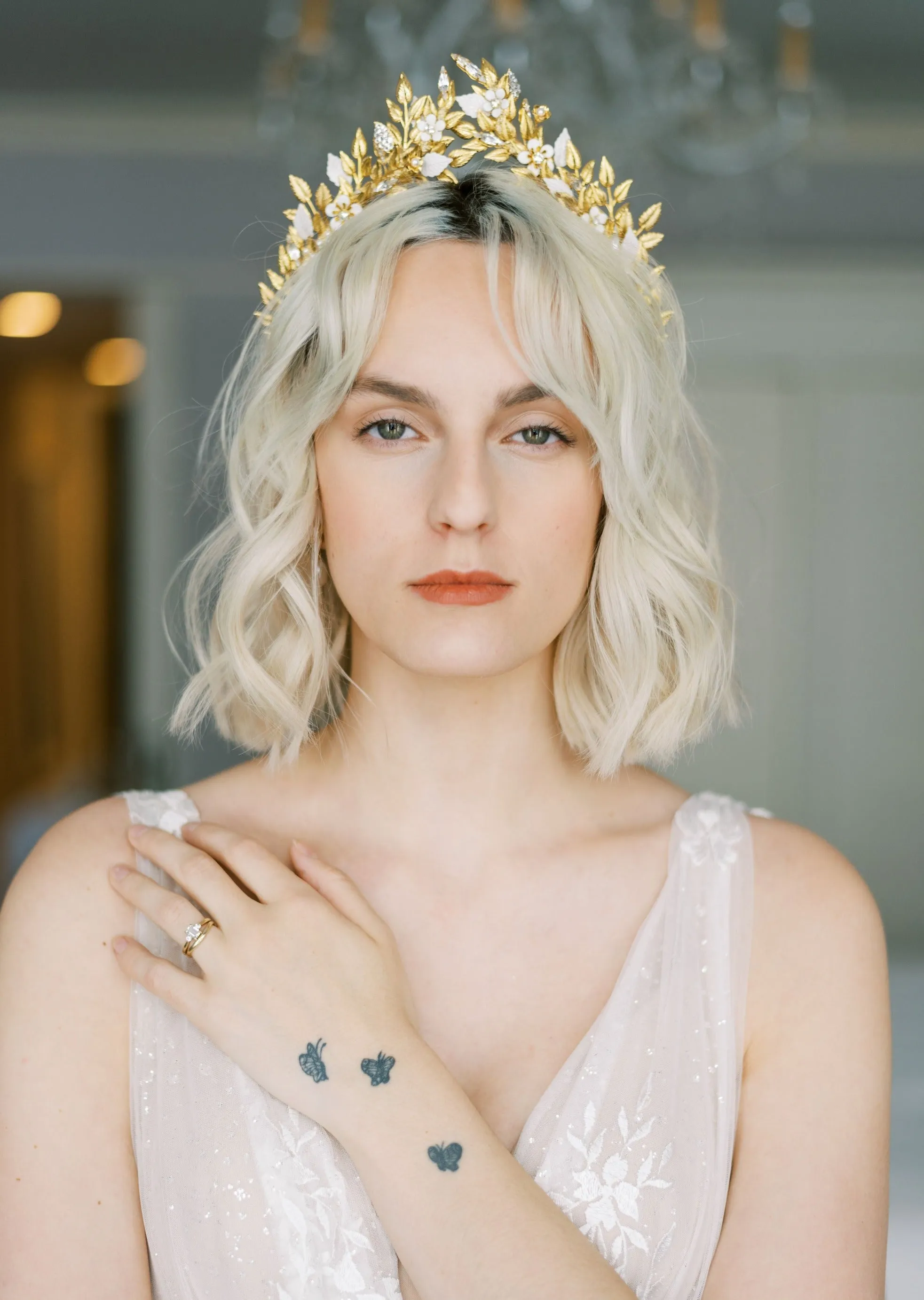 WILDFLOWER Crystal & Pearl Vine and Floral Crown