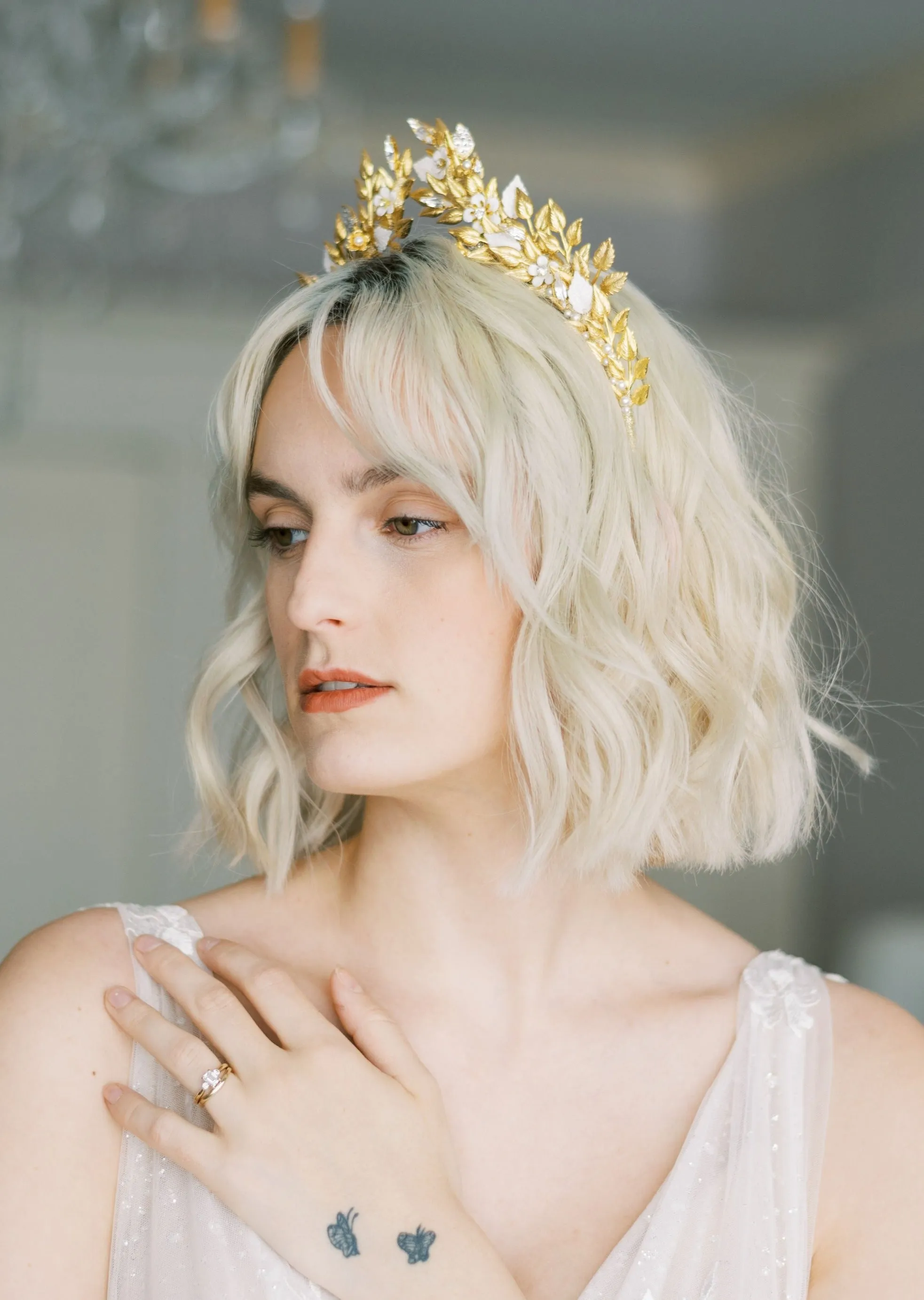 WILDFLOWER Crystal & Pearl Vine and Floral Crown