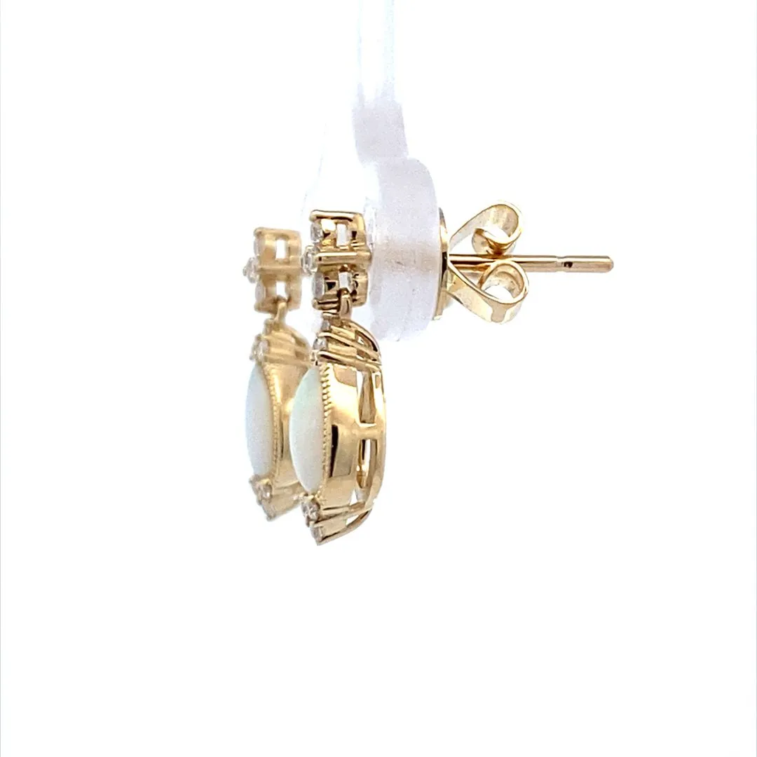 Yellow Gold Opal Drop Gemstone Earrings E4158
