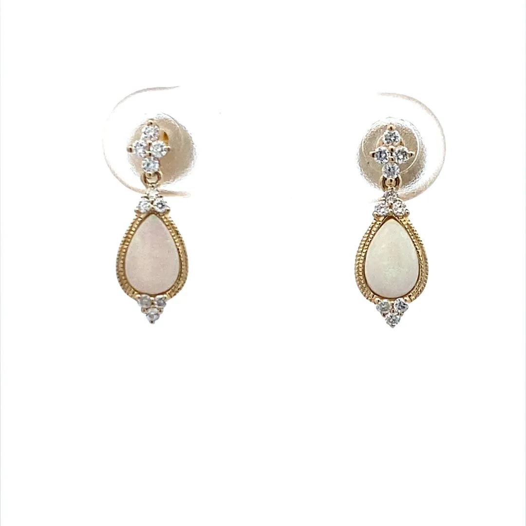 Yellow Gold Opal Drop Gemstone Earrings E4158